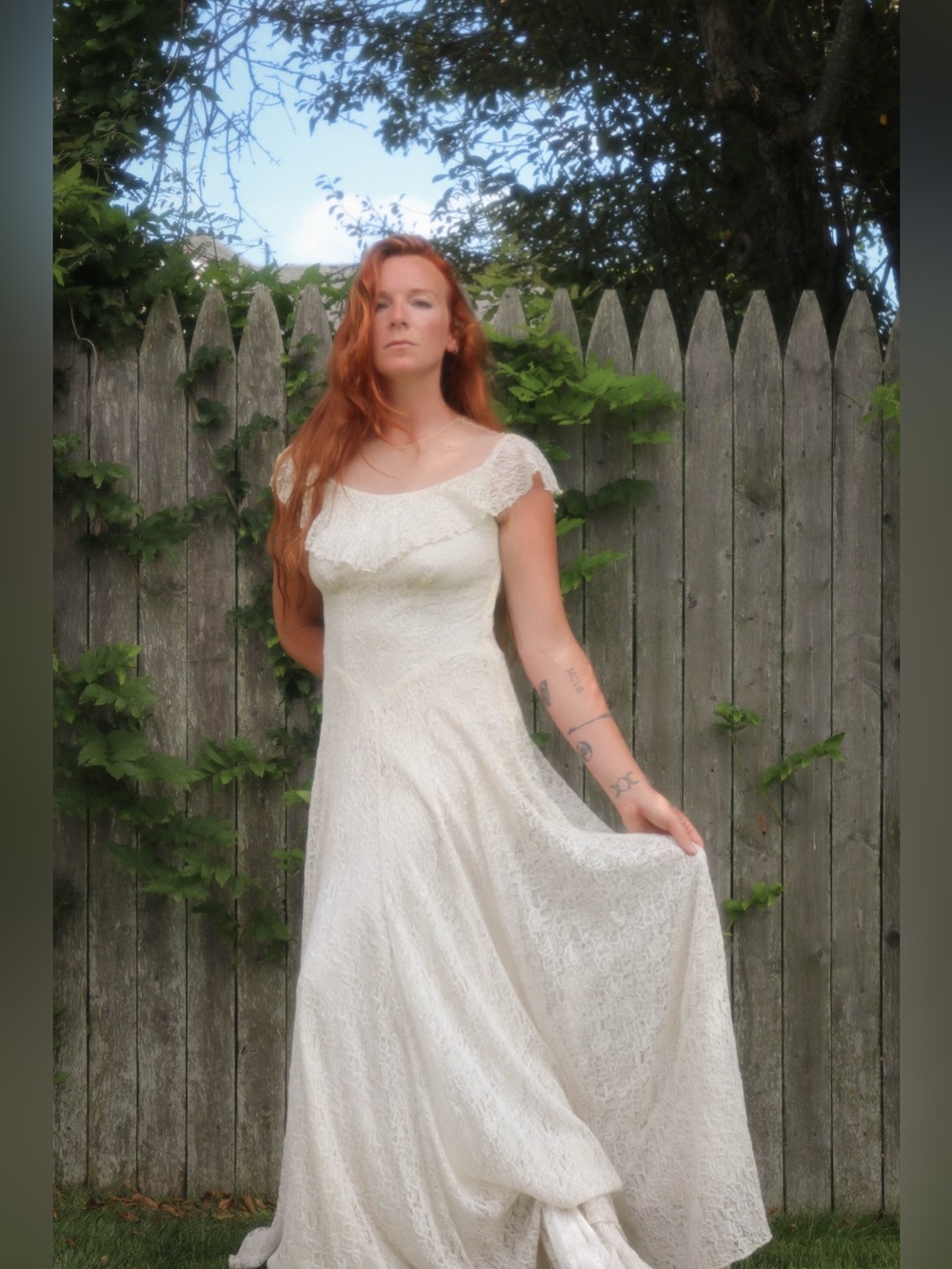 1940s Lace Wedding Gown with Train
